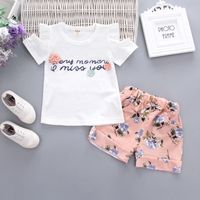 Simple Style Cartoon Flower Printing Cotton Girls Clothing Sets main image 1