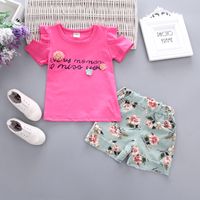 Simple Style Cartoon Flower Printing Cotton Girls Clothing Sets sku image 6