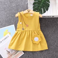 Simple Style Solid Color Flower Backless Cotton Girls Dresses sku image 5