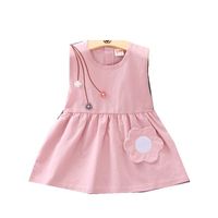 Simple Style Solid Color Flower Backless Cotton Girls Dresses main image 5