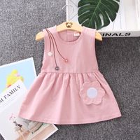 Simple Style Solid Color Flower Backless Cotton Girls Dresses main image 2