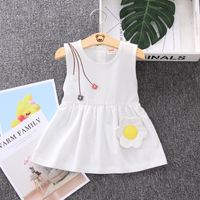 Simple Style Solid Color Flower Backless Cotton Girls Dresses main image 3