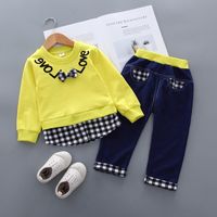Cute Letter Bow Knot Cotton Girls Clothing Sets main image 5
