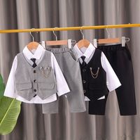 Simple Style British Style Solid Color Cotton Boys Clothing Sets main image 1
