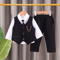 Simple Style British Style Solid Color Cotton Boys Clothing Sets main image 4