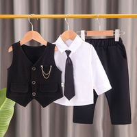 Simple Style British Style Solid Color Cotton Boys Clothing Sets sku image 5