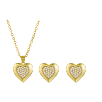 Simple Style Heart Shape Copper 14k Gold Plated Earrings Necklace In Bulk main image 2
