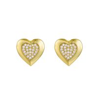Simple Style Heart Shape Copper 14k Gold Plated Earrings Necklace In Bulk sku image 2