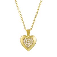 Simple Style Heart Shape Copper 14k Gold Plated Earrings Necklace In Bulk sku image 1