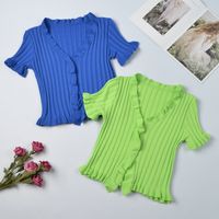 Women's Blouse Short Sleeve Blouses Sexy Solid Color main image 9