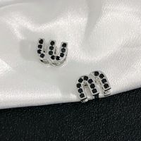1 Pair Casual Simple Style Letter Drip Glazed Plating Inlay Copper Zircon Ear Studs sku image 6