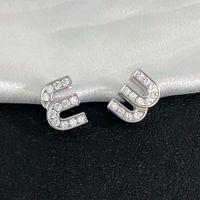 1 Pair Casual Simple Style Letter Drip Glazed Plating Inlay Copper Zircon Ear Studs sku image 7