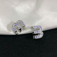 1 Pair Casual Simple Style Letter Drip Glazed Plating Inlay Copper Zircon Ear Studs sku image 9
