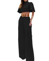 Women's Casual Classic Style Solid Color Polyester Backless Pants Sets main image 4