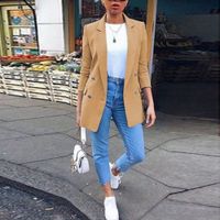 Women's Classic Style Solid Color Double Breasted Blazer Blazer main image 5