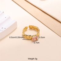 Elegant Solid Color Stainless Steel Plating Inlay Zircon 18k Gold Plated Open Rings sku image 2