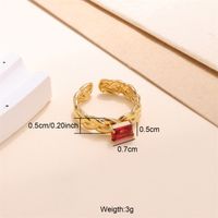 Elegant Solid Color Stainless Steel Plating Inlay Zircon 18k Gold Plated Open Rings sku image 3