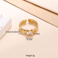 Elegant Solid Color Stainless Steel Plating Inlay Zircon 18k Gold Plated Open Rings sku image 4