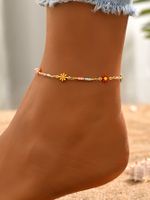 Vacation Sweet Flower 18k Gold Plated Beaded Copper Wholesale Anklet main image 2