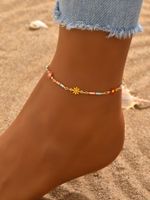 Vacation Sweet Flower 18k Gold Plated Beaded Copper Wholesale Anklet main image 1