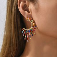 1 Pair Elegant Luxurious Geometric Hollow Out Inlay Zinc Alloy Rhinestones Drop Earrings main image 1