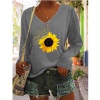 Women's T-shirt Long Sleeve T-shirts Casual Sunflower main image 5