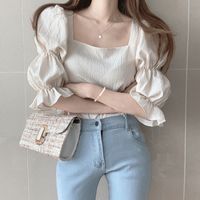 Women's Blouse Half Sleeve Blouses Elegant Solid Color main image 3