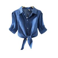 Women's Blouse Short Sleeve Blouses Simple Style Stripe Solid Color main image 5