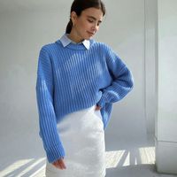 Women's Sweater Long Sleeve Sweaters & Cardigans Classic Style Solid Color main image 3