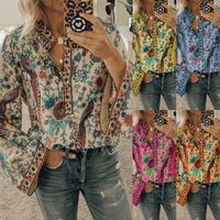 Women's Blouse Long Sleeve Blouses Printing Casual Vintage Style Flower main image 6