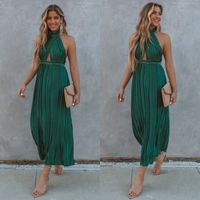 Women's Party Dress Elegant Sexy Halter Neck Sleeveless Solid Color Maxi Long Dress Banquet main image 1
