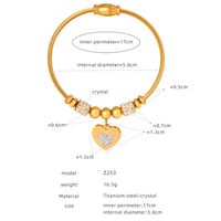 Casual Simple Style Star Heart Shape Butterfly Titanium Steel Plating Inlay Rhinestones 18k Gold Plated Bangle sku image 9