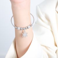 Casual Simple Style Star Heart Shape Butterfly Titanium Steel Plating Inlay Rhinestones 18k Gold Plated Bangle sku image 10