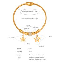 Casual Simple Style Star Heart Shape Butterfly Titanium Steel Plating Inlay Rhinestones 18k Gold Plated Bangle sku image 26