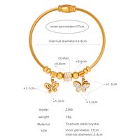 Casual Simple Style Star Heart Shape Butterfly Titanium Steel Plating Inlay Rhinestones 18k Gold Plated Bangle sku image 32