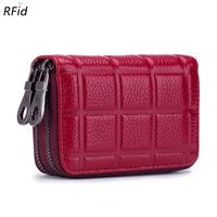 Unisex Plaid Leather Zipper Wallets sku image 3