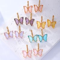 1 Pair Sweet Butterfly Plating Inlay Copper Zircon Gold Plated Earrings main image 1