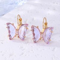1 Pair Sweet Butterfly Plating Inlay Copper Zircon Gold Plated Earrings main image 3