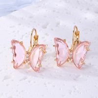 1 Pair Sweet Butterfly Plating Inlay Copper Zircon Gold Plated Earrings main image 4