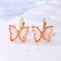 1 Pair Sweet Butterfly Plating Inlay Copper Zircon Gold Plated Earrings main image 5