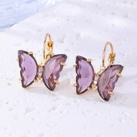 1 Pair Sweet Butterfly Plating Inlay Copper Zircon Gold Plated Earrings main image 7