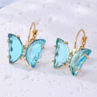 1 Pair Sweet Butterfly Plating Inlay Copper Zircon Gold Plated Earrings main image 6