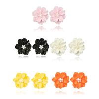 1 Pair Simple Style Flower Three-dimensional Alloy Ear Studs main image 1