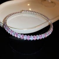 Glam Shiny Oval Copper Plating Inlay Zircon White Gold Plated Choker main image 5