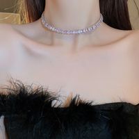 Glam Shiny Oval Copper Plating Inlay Zircon White Gold Plated Choker main image 1