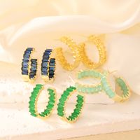 1 Pair Simple Style Solid Color Plating Copper Zircon K Gold Plated Ear Studs main image 1