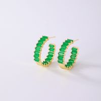 1 Pair Simple Style Solid Color Plating Copper Zircon K Gold Plated Ear Studs sku image 4