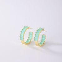 1 Pair Simple Style Solid Color Plating Copper Zircon K Gold Plated Ear Studs main image 5