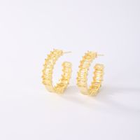 1 Pair Simple Style Solid Color Plating Copper Zircon K Gold Plated Ear Studs main image 4