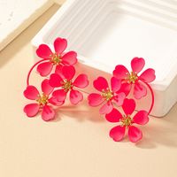 1 Pair Nordic Style Retro French Style Flower Spray Paint Plating Alloy Drop Earrings main image 1